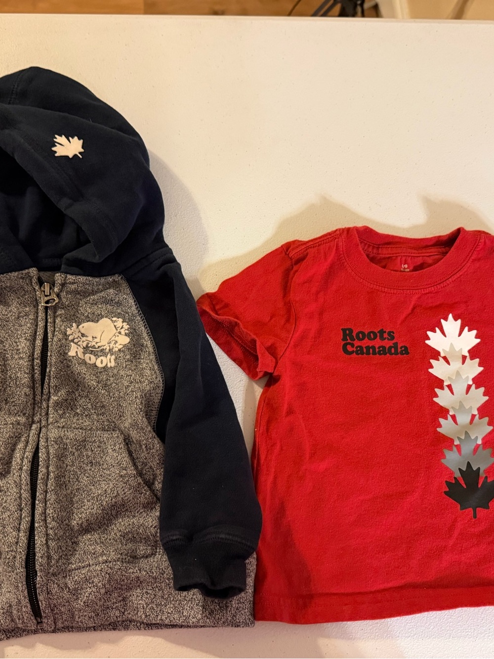 Roots Canada full zip Hoodie and T-Shirt Set Baby Organic size 12-18 months Boys